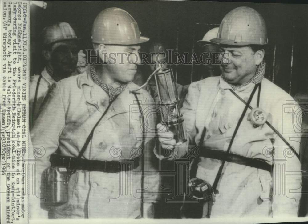 1966 Press Photo American Ambassador McGhee and others at Heinrich coal mine
