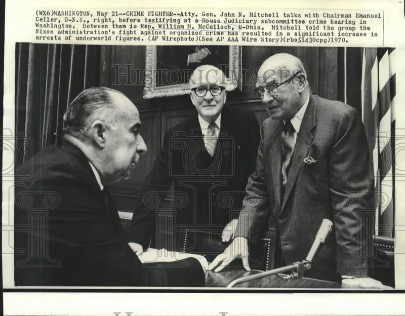 Load image into Gallery viewer, 1970 Press Photo Attorney General Mitchell and others at House Judiciary hearing
