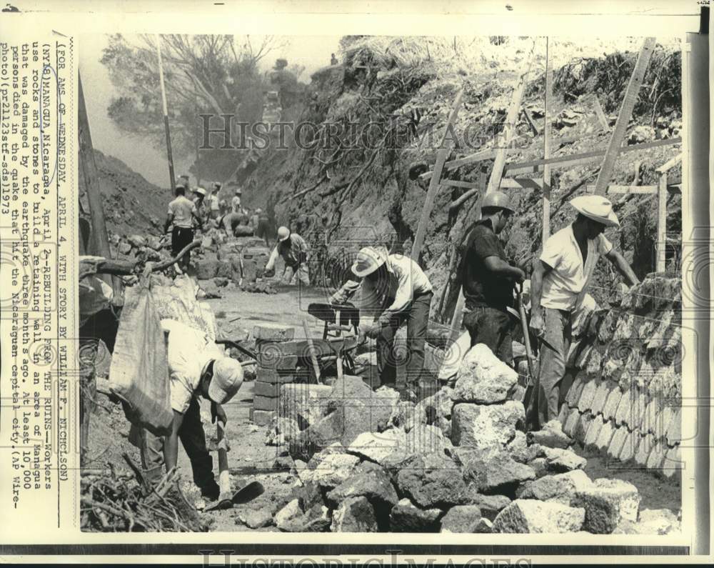 1973 Press Photo Rebuilding of earthquake stricken Managua, Nicaragua