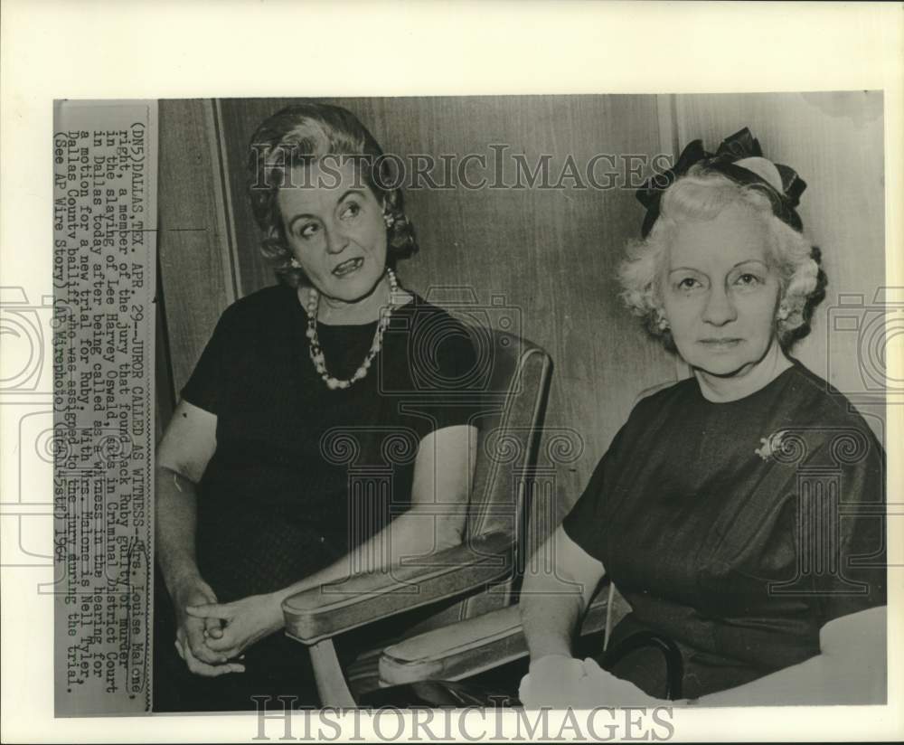 1964 Press Photo Jack Ruby juror Louise Malone and Nell Tyler in Criminal Court