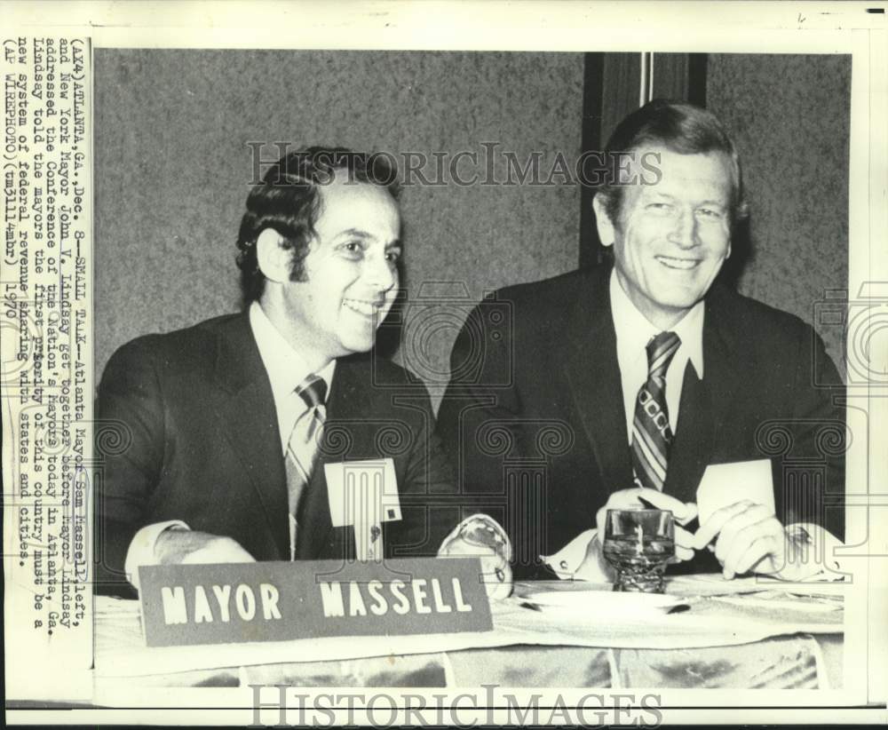 1970 Press Photo Mayors Sam Massell and Lindsay at National Mayors' Conference