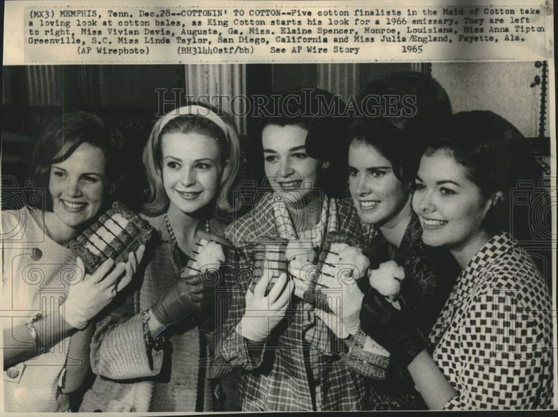 Load image into Gallery viewer, 1965 Press Photo Five cotton finalist look at cotton bales in Memphis, TN
