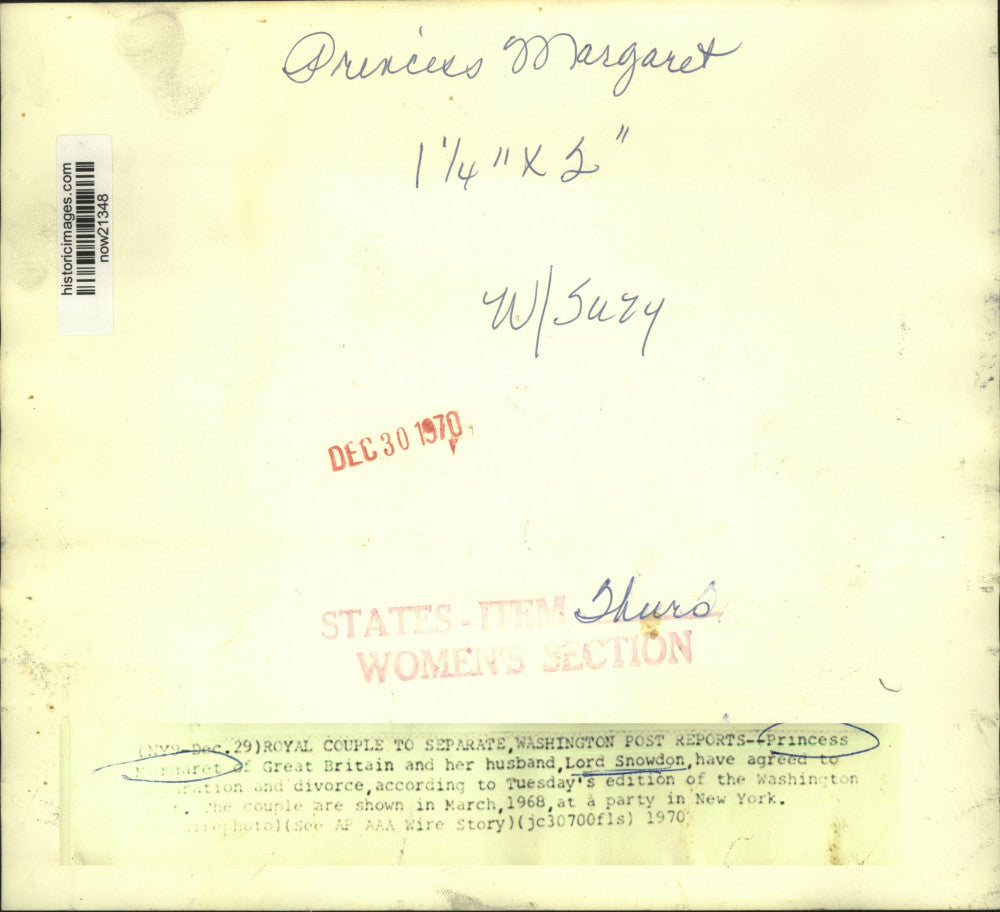 1968 Press Photo Princess Margaret and Lord Snowdon at New York party in 1968