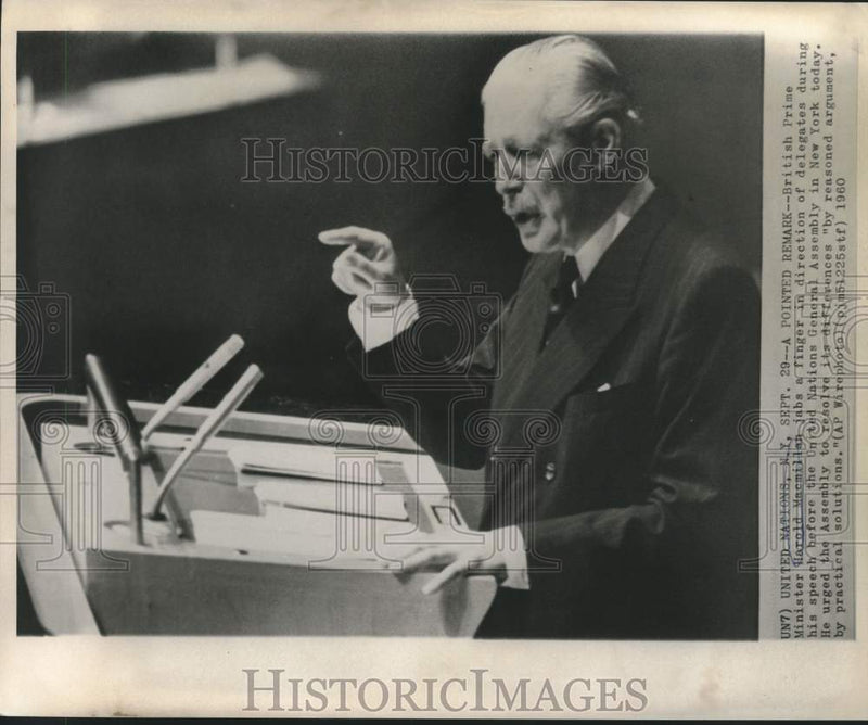 Load image into Gallery viewer, 1960 Press Photo Britain"s Prime Minister Macmillan speaks at United Nations
