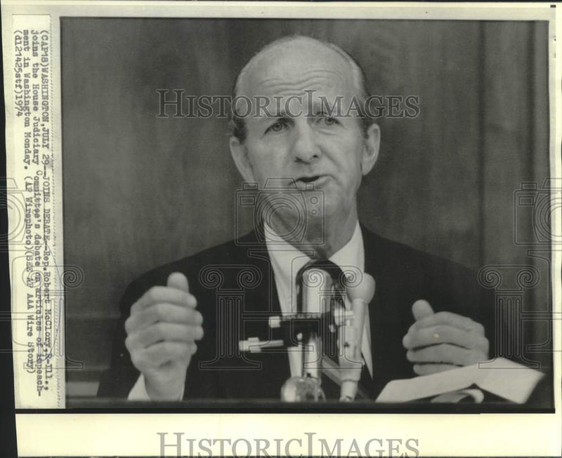 Load image into Gallery viewer, 1974 Press Photo Representative McClory joins House Judiciary Committee debate
