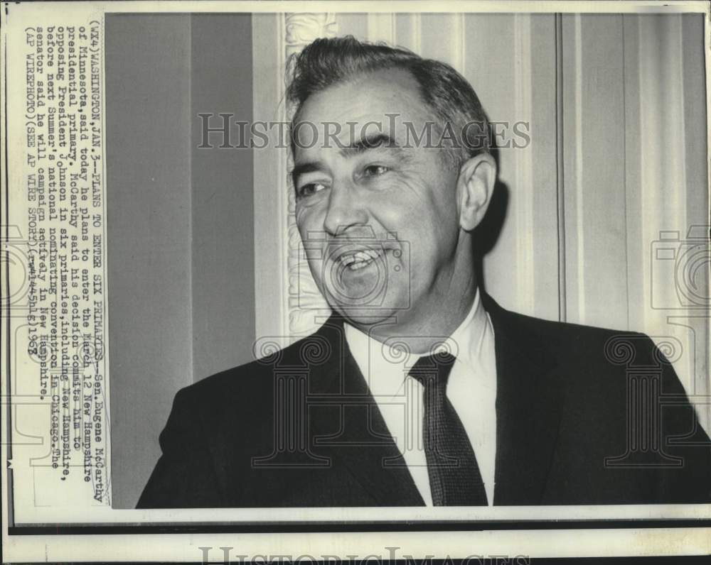 1967 Press Photo Senator McCarthy announces presidential candidacy - now21506