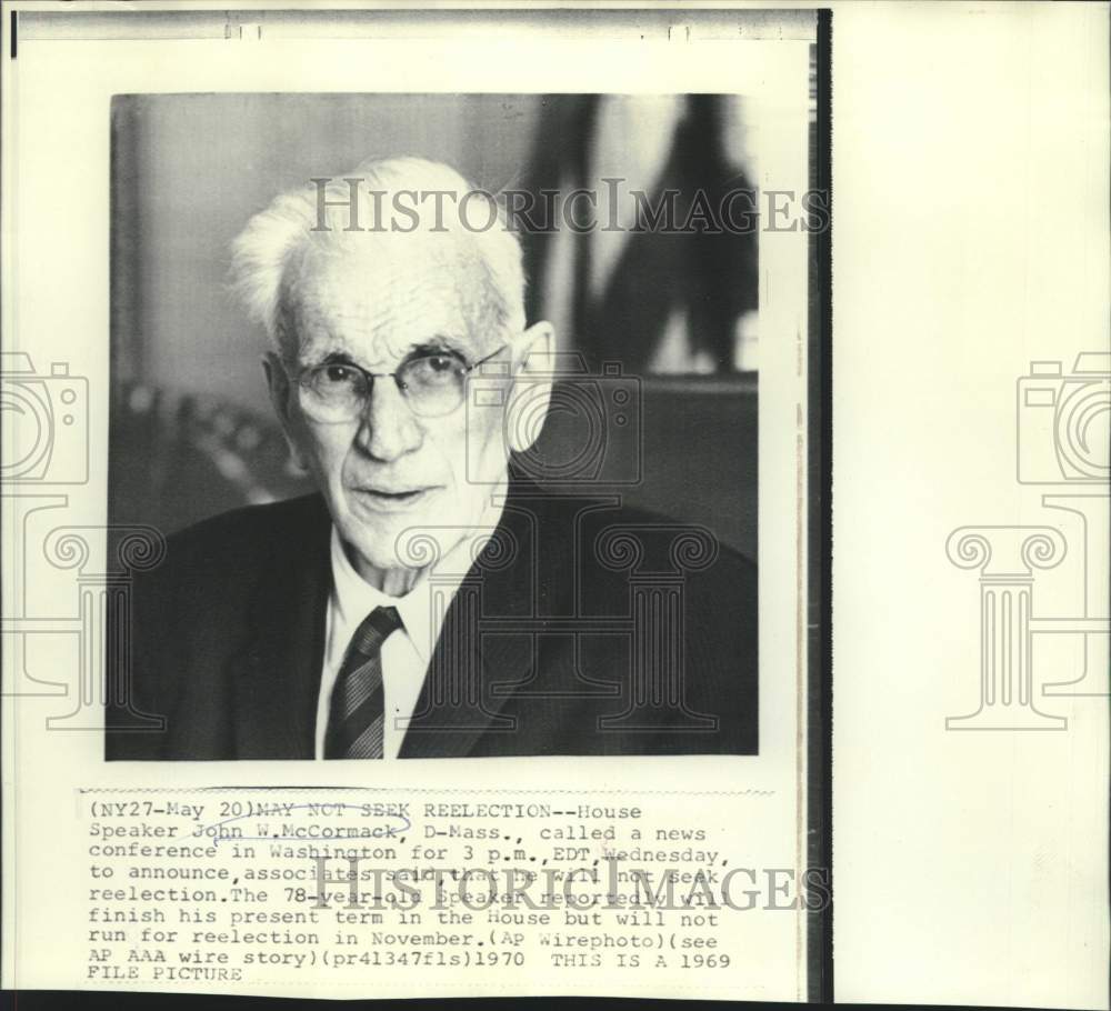 1969 Press Photo Speaker of the House John W. McCormack, D-MA - now21551