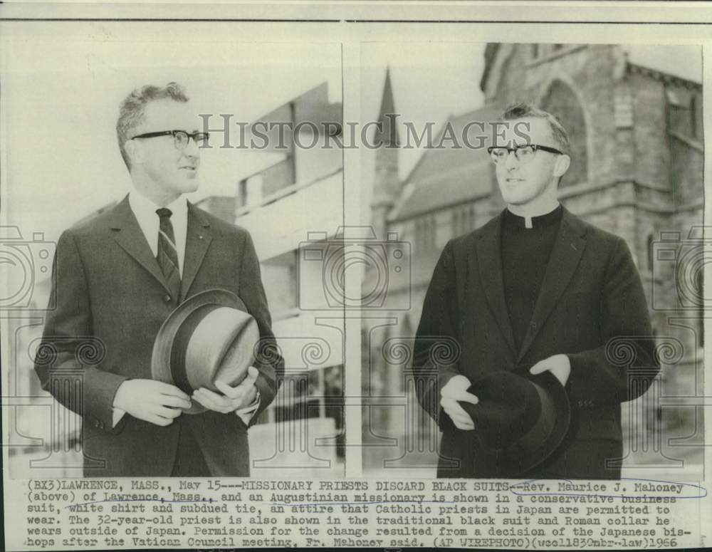 1966 Press Photo Reverend Mahoney in business suit and traditional black suit
