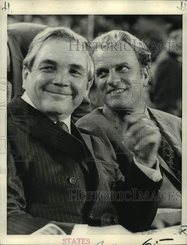 Load image into Gallery viewer, 1970 Press Photo Governor McKeithen and Evangelist Billy Graham at LSU Stadium
