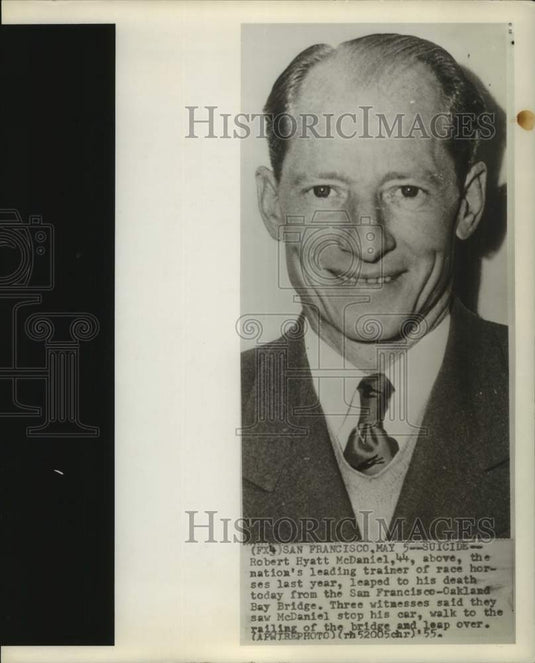1955 Press Photo Leading race horse trainer Robert Hyatt McDaniel - now21882- Historic Images