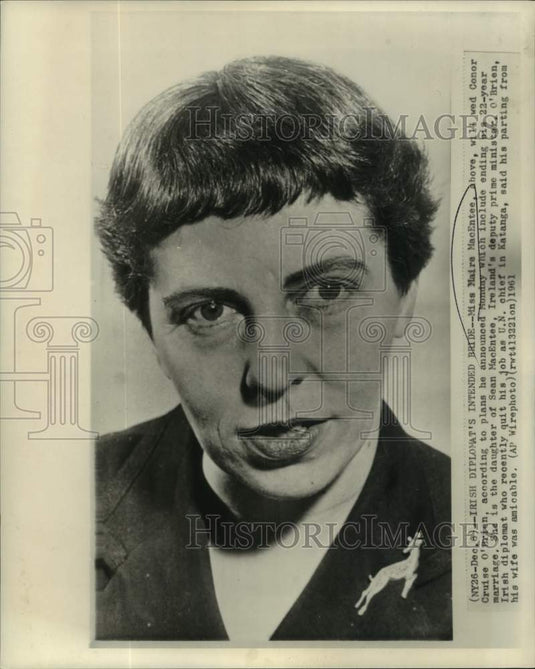 1961 Press Photo Irish Diplomat Conor O'Brien intended bride Maire MacEntee