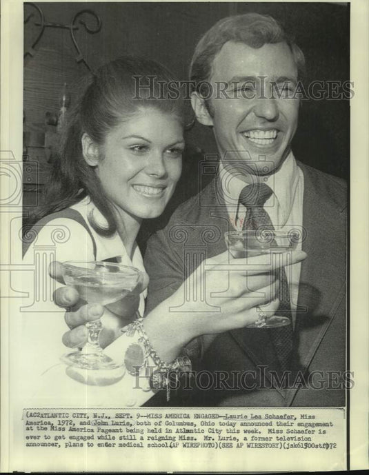 1972 Press Photo Miss America Laurie Lea Schaefer and John Lurie engaged