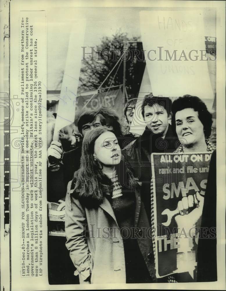 1970 Press Photo Bernadette Devlin of Northern Ireland in London protest march