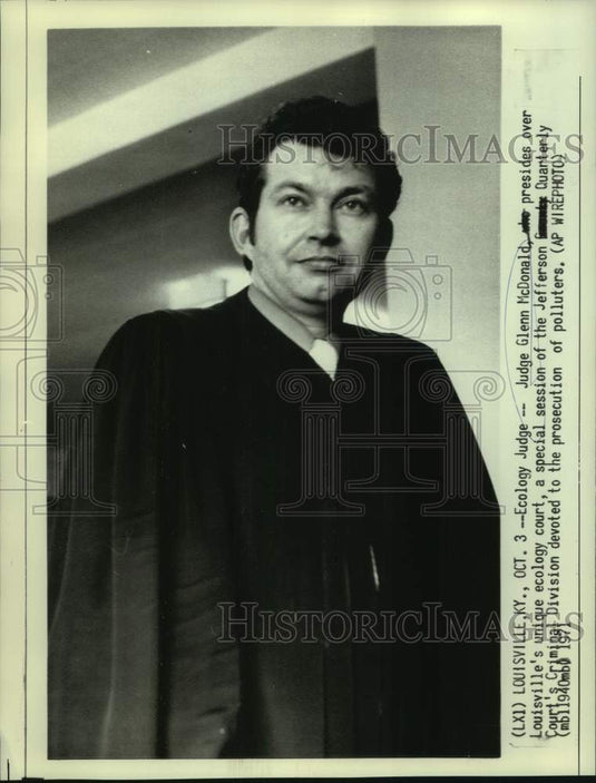 1971 Press Photo Louisville, Kentucky Ecology Judge Glenn McDonald - now22255