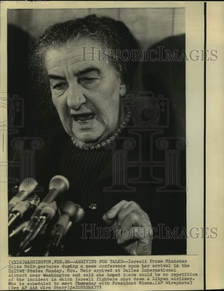 1973 Press Photo Israel&#39;s Premier Golda Meir at Washington news conference.