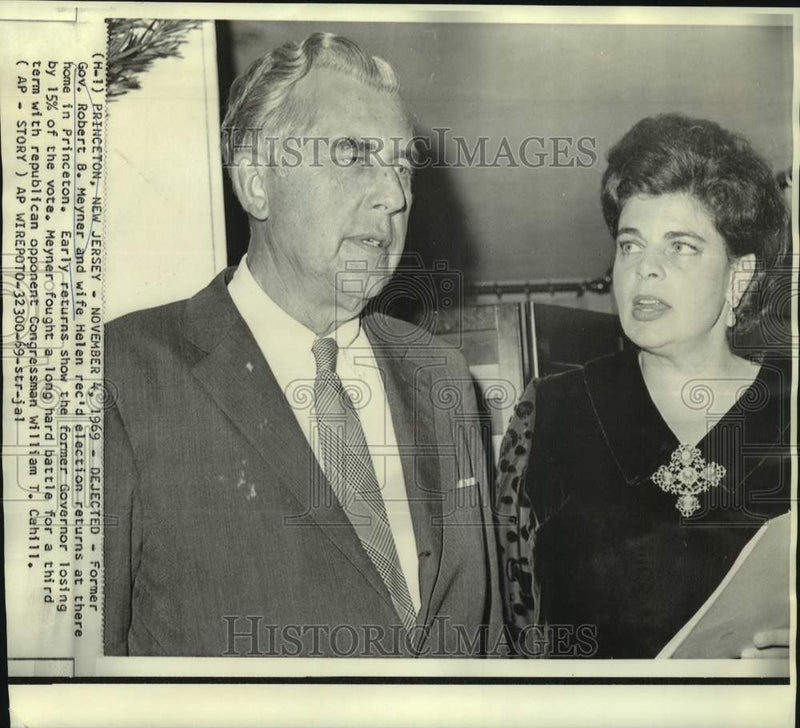 Load image into Gallery viewer, 1969 Press Photo Former Governor Meyner and wife receive election returns

