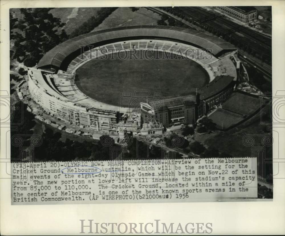 1956 Press Photo Airview of Olympic Games site in Melbourne, Australia