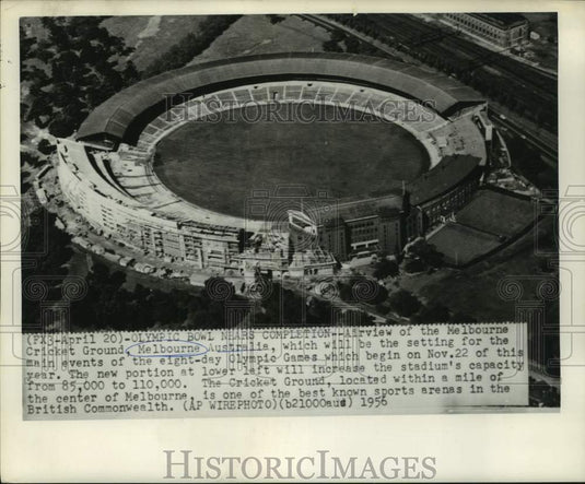 1956 Press Photo Airview of Olympic Games site in Melbourne, Australia