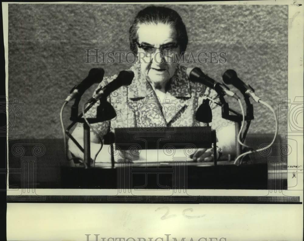 1971 Press Photo Israel Premier Golda Meir speakes at Parliament in Tel Aviv