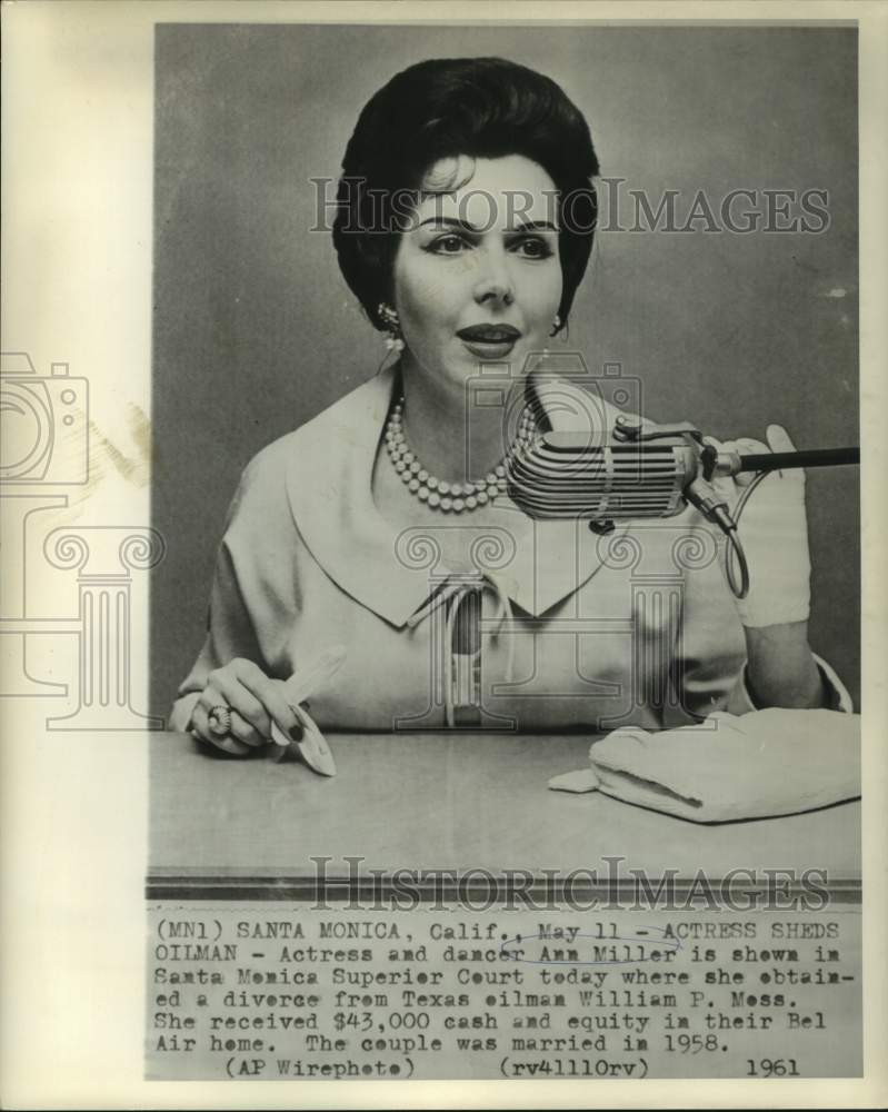 1961 Press Photo Actress Ann Miller shown in Santa Monica Supreme Court