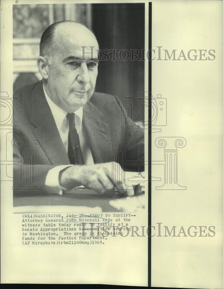 1969 Press Photo Attorney General John Mitchell at Senate Appropriations hearing