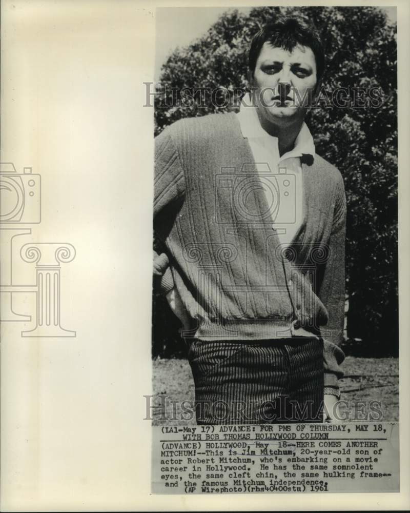 1961 Press Photo Actor Jim Mitchum, son of actor Robert Mitchum - now23450
