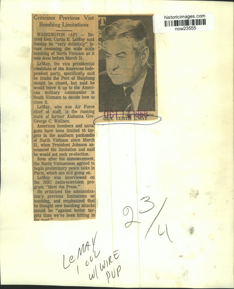 1968 Press Photo General Curtis LeMay interviewed on NBC &quot;Meet the Press.&quot;