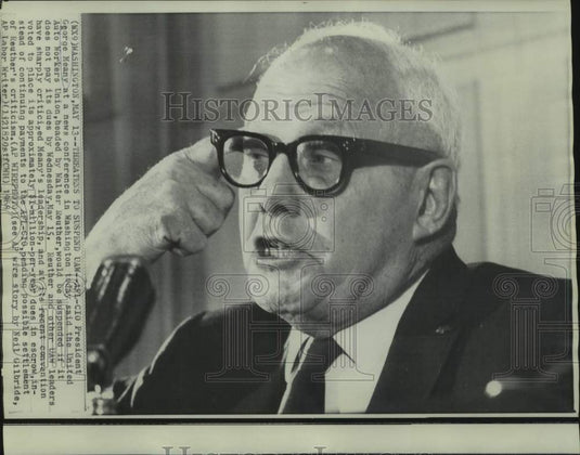 1968 Press Photo AFL-CIO President George Meany at Washington news conference