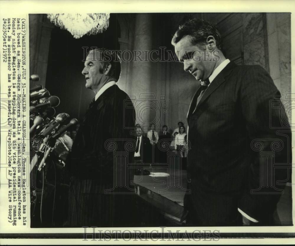 1972 Press Photo Senators McGovern and Eagleton at Washington news conference