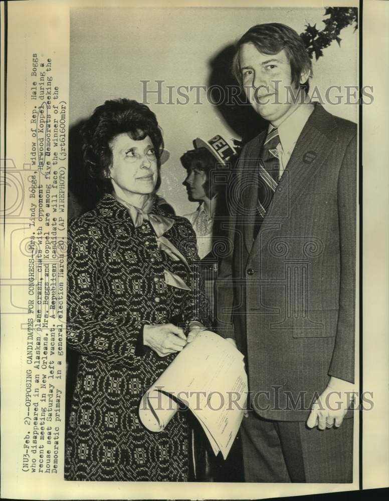 1973 Press Photo Opposing candidates for Congress Lindy Boggs and Harwood Koppel