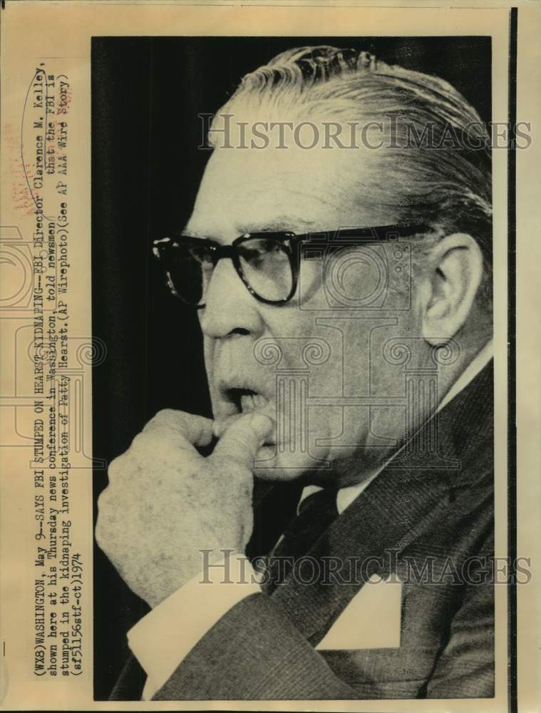 1974 Press Photo FBI Director Clarence Kelley discussed Patty Hearst kidnapping
