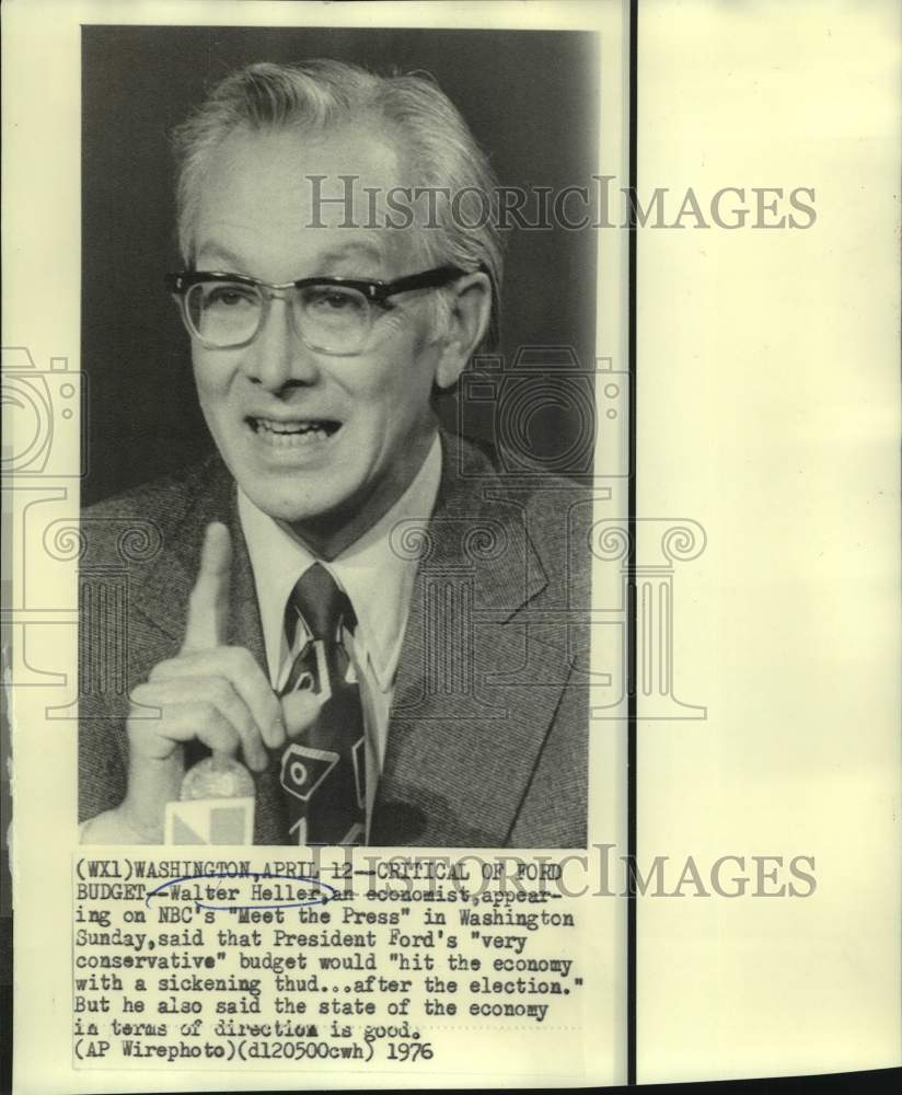 1976 Press Photo Economist Walter Heller appears on NBC&#39;s &quot;Meet the Press.&quot;