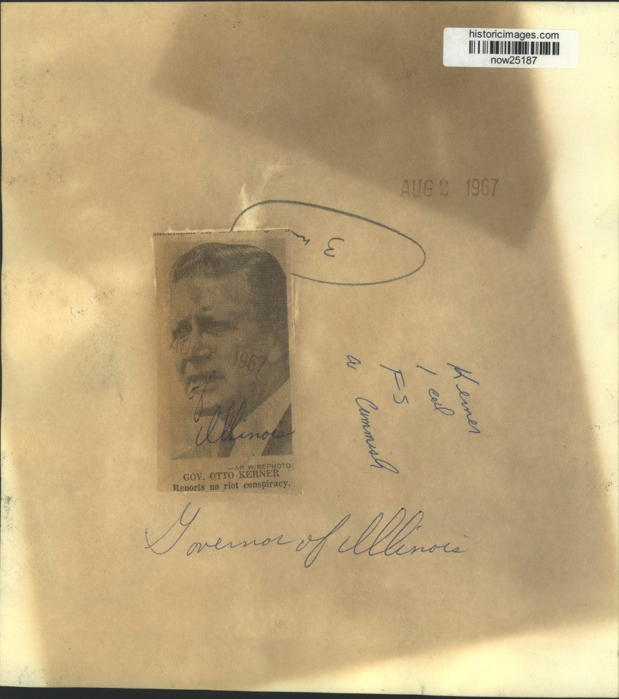 1967 Press Photo Governor Otto Kerner reports on riot conspiracy - now25187