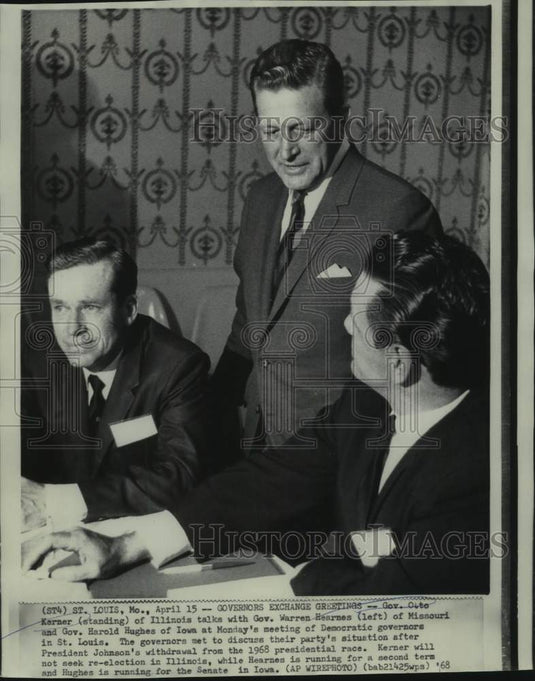 1968 Press Photo Governors Kerner, Hearnes and Hughes exchange greetings