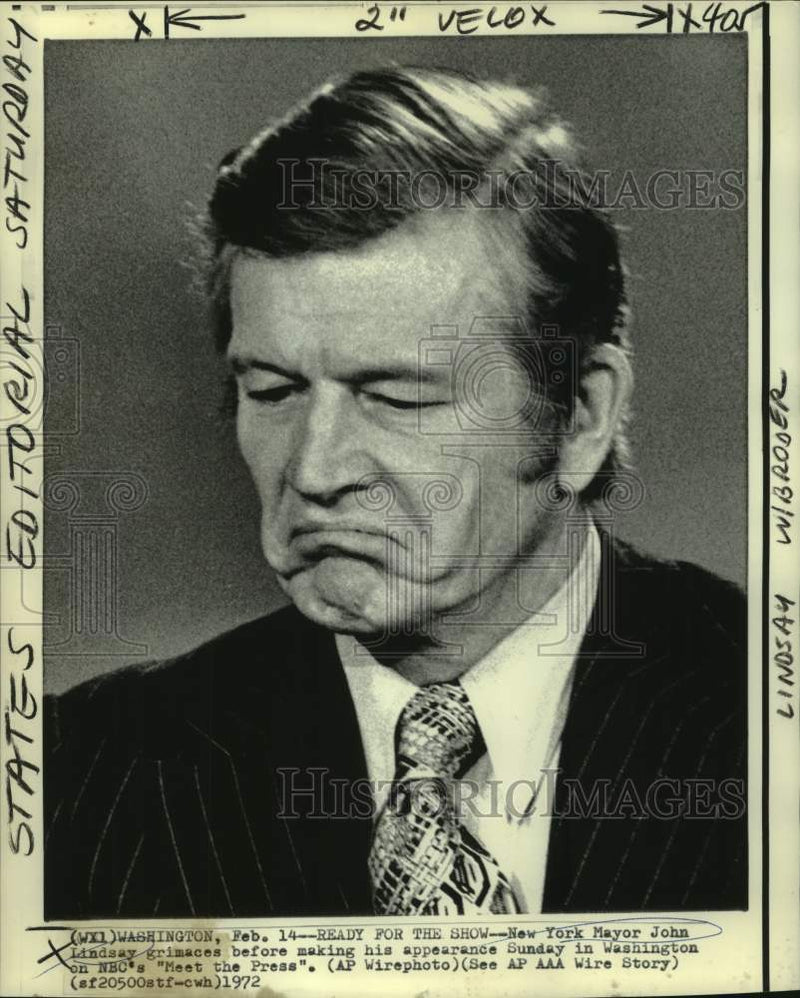 Load image into Gallery viewer, 1972 Press Photo New York Mayor Lindsay grimaces before "Meet the Press" show
