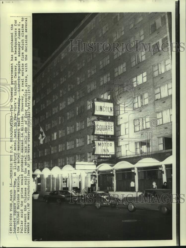 Load image into Gallery viewer, 1972 Press Photo Chinese government purchased Lincoln Square Motor Inn
