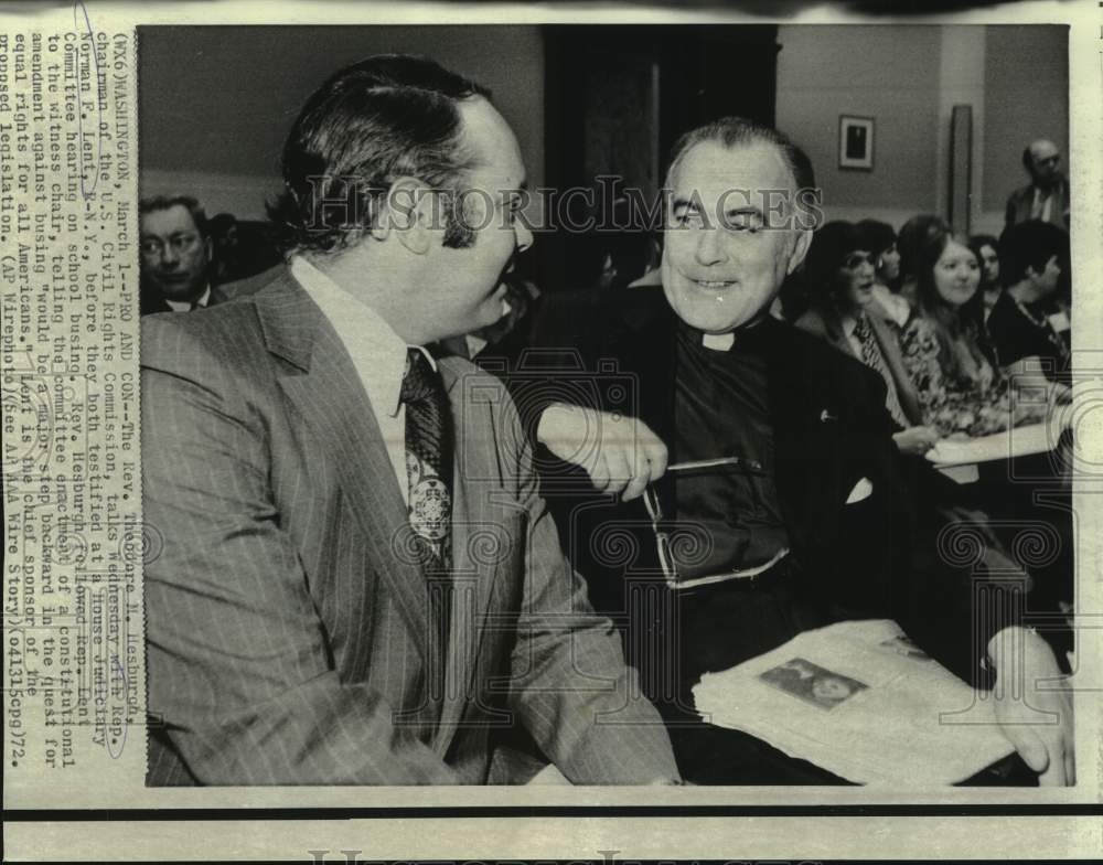 1972 Press Photo Reverend Hesburgh and Representative Lent at House Judiciary