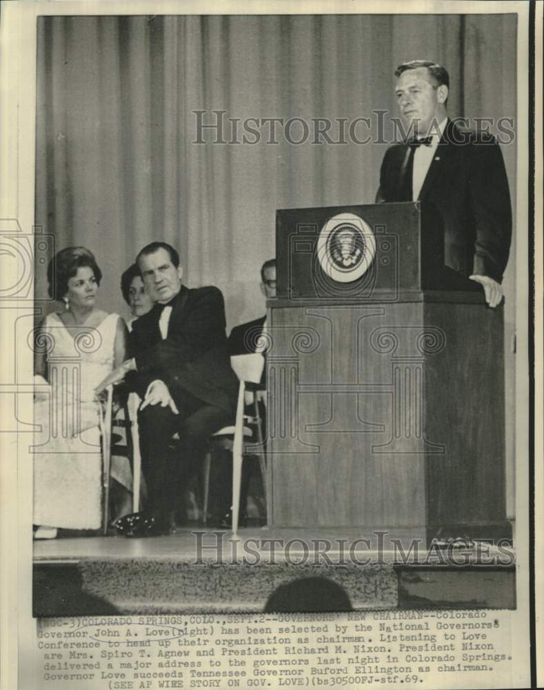 Load image into Gallery viewer, 1969 Press Photo Colorado Governor Love with Nixon and Mrs. Agnew in Colorado
