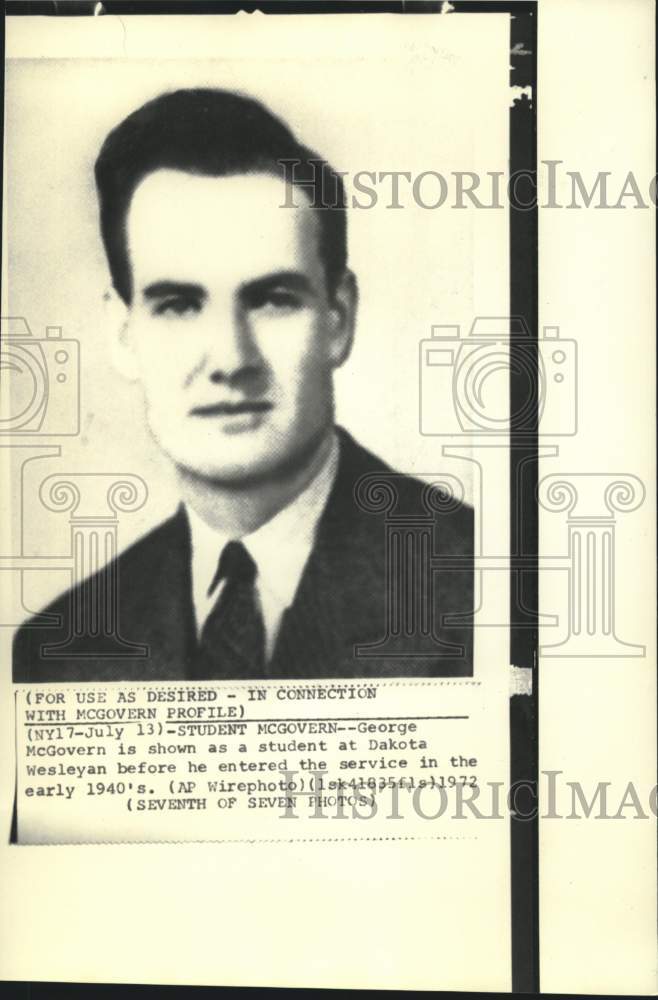 1940 Press Photo George McGovern shown as student at Dakota Wesleyan - now26136