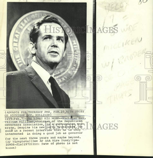 1972 Press Photo Republican Governors chairman Michigan Governor Milliken