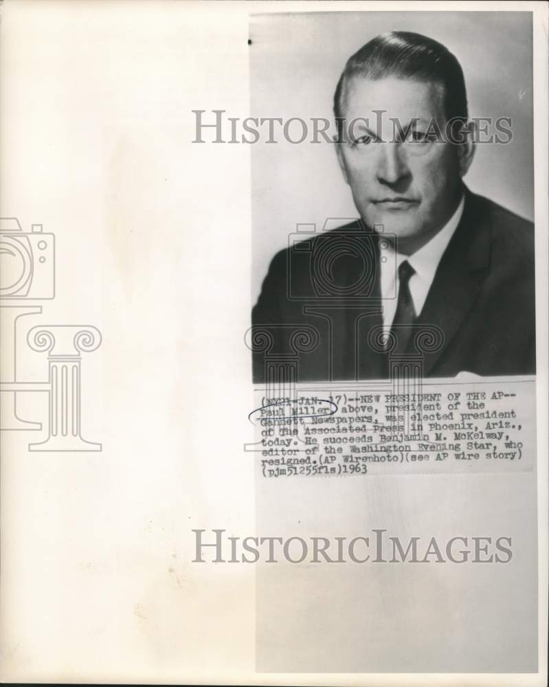 1963 Press Photo Paul Miller elected President of The Associated Press