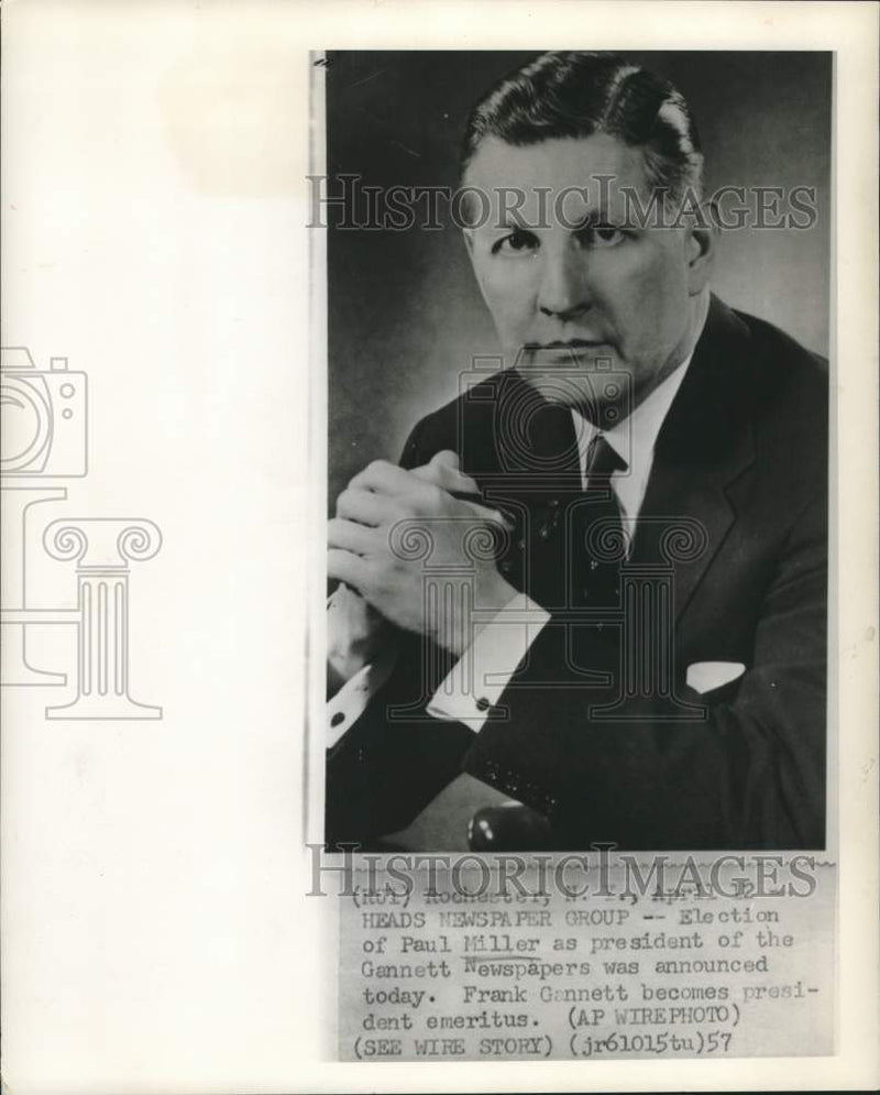 Load image into Gallery viewer, 1957 Press Photo Paul Miller elected President of Gannett Newspapers.
