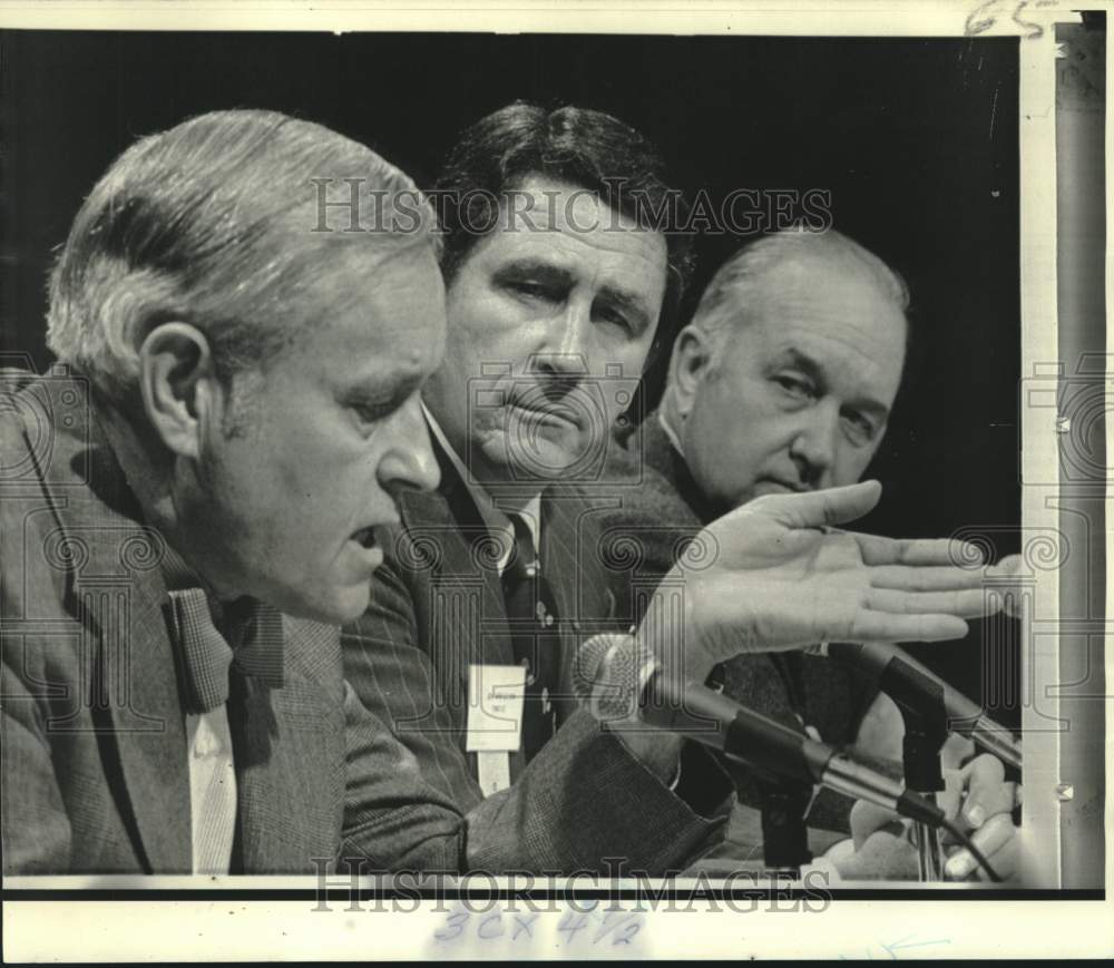 1973 Press Photo Governors McCall, Dunn and Meldrim Thompson at news conference