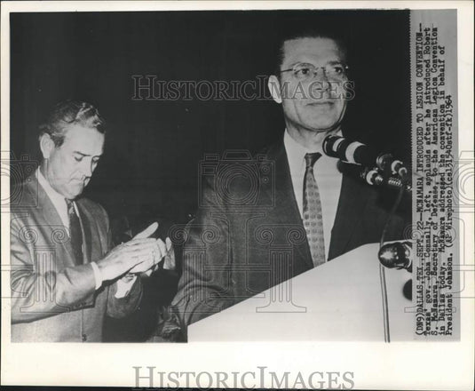 1964 Press Photo Texas' Connally introduces McNamara to Legion convention