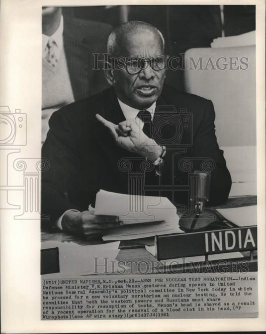 1961 Press Photo India's V.K. Krishna Menon speaks at UN General Assembly