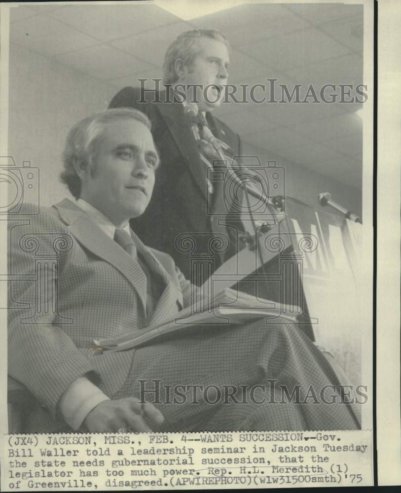 1975 Press Photo Governor Waller and Representative Meredith at seminar