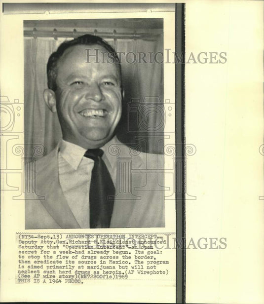 1964 Press Photo Richard Kleindienst announces "Operation Intercept."