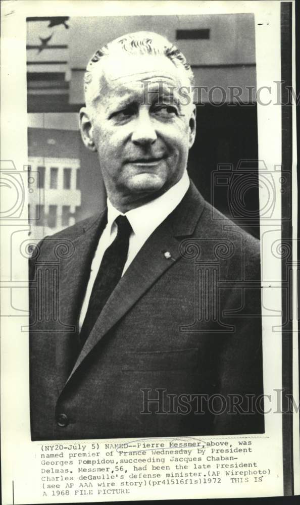 1968 Press Photo Pierre Messmer named Premier of France by President Pompidou
