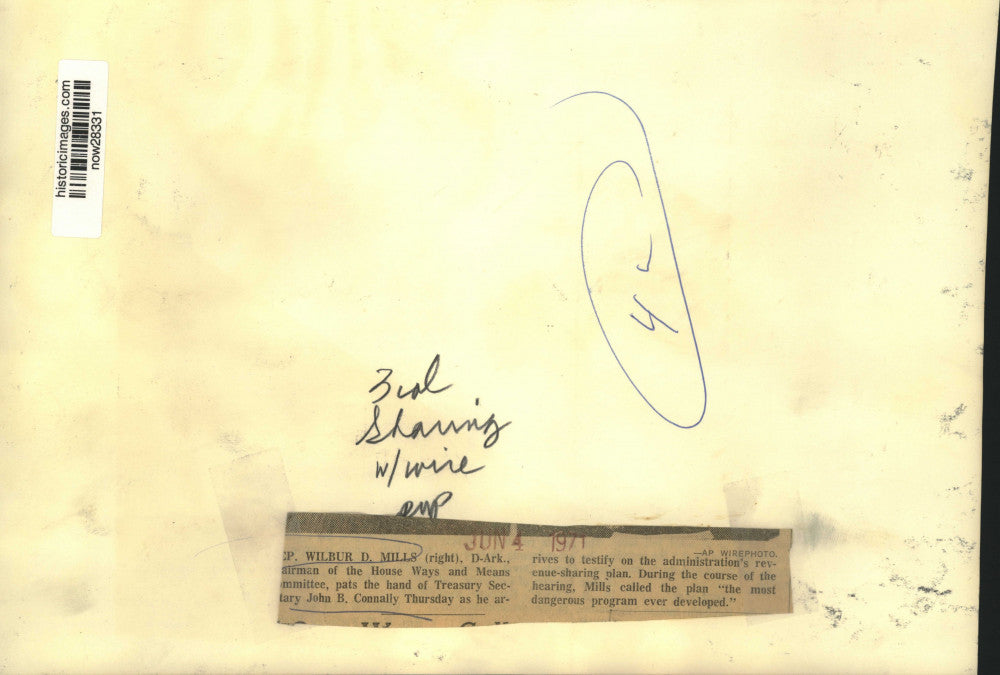 1971 Press Photo Representative Mills and Connally discuss revenue-sharing