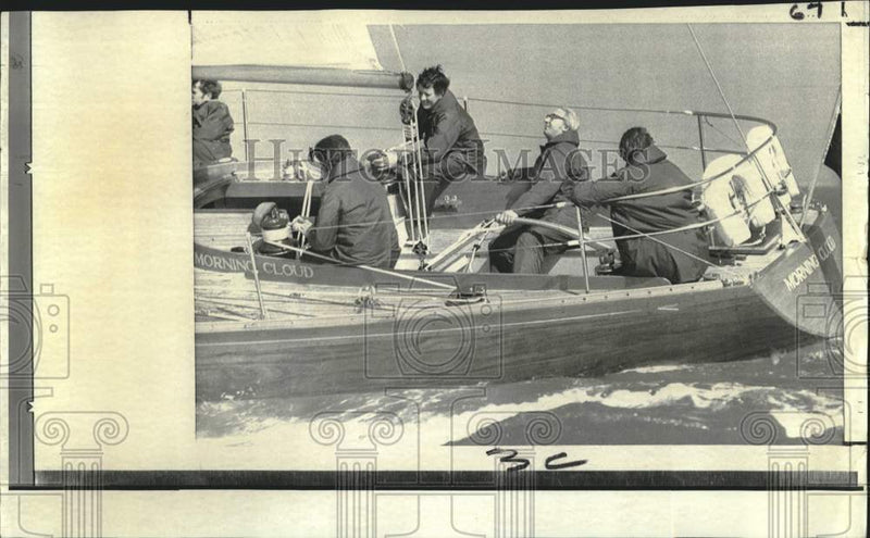Load image into Gallery viewer, 1971 Press Photo British Prime Minister Edward Heath at helm of yacht in Solent

